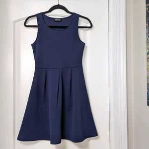 Navy Blue Sleeveless Cutout Back Fit & Flare Dress